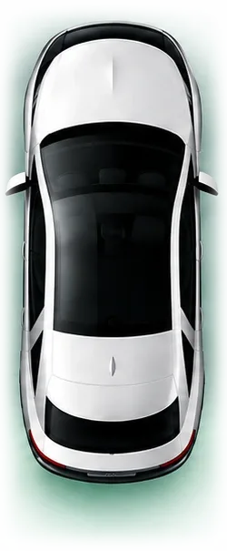Top view of the vehicle with its alarms around it