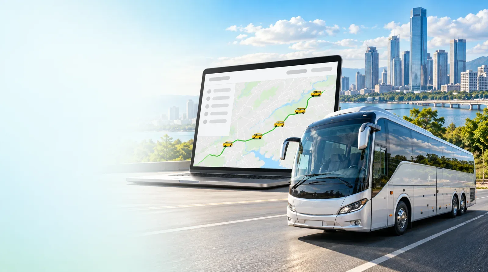 Live passenger bus tracking on a map